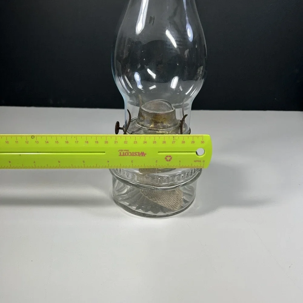 Vintage Tall Clear Indoor Glass Chimney Kerosene Oil Lamps round Base